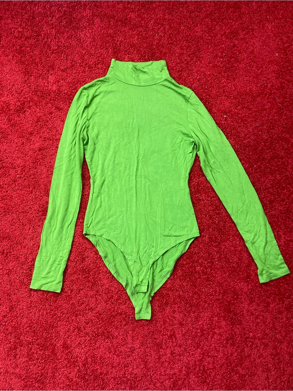 Long Sleeve Green Turtleneck Bodysuit Women’s Size Small